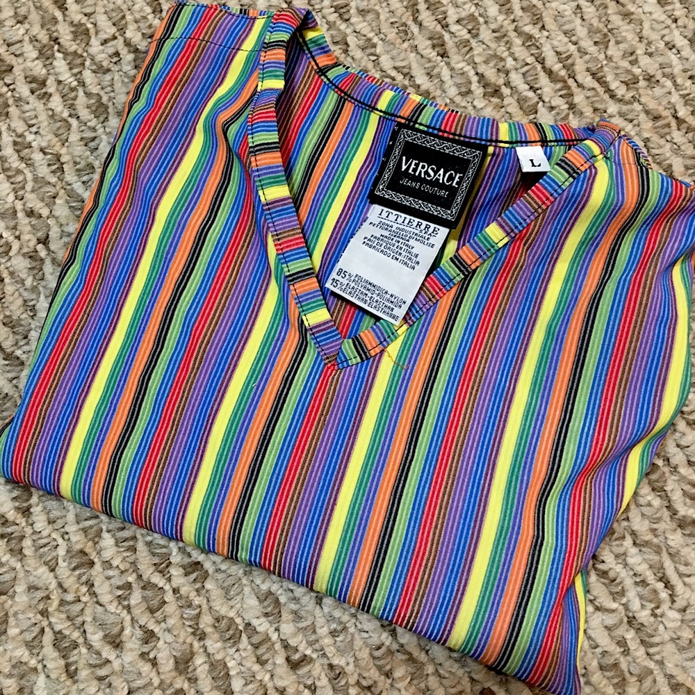 Men’s “Large” / Vtg Versace multicolored shirt